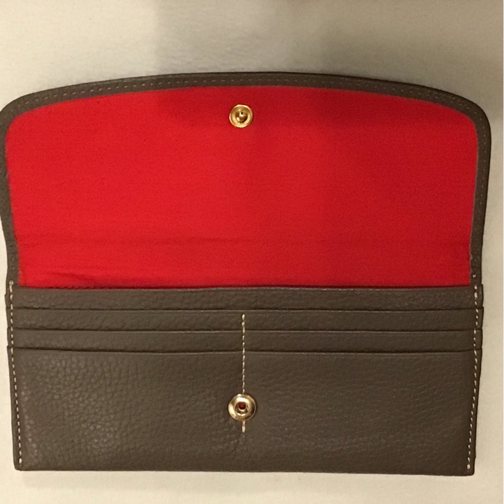 Dooney & Bourke Slim Bill And Credit Card Wallet Grey and Red interior - Picture 5 of 10
